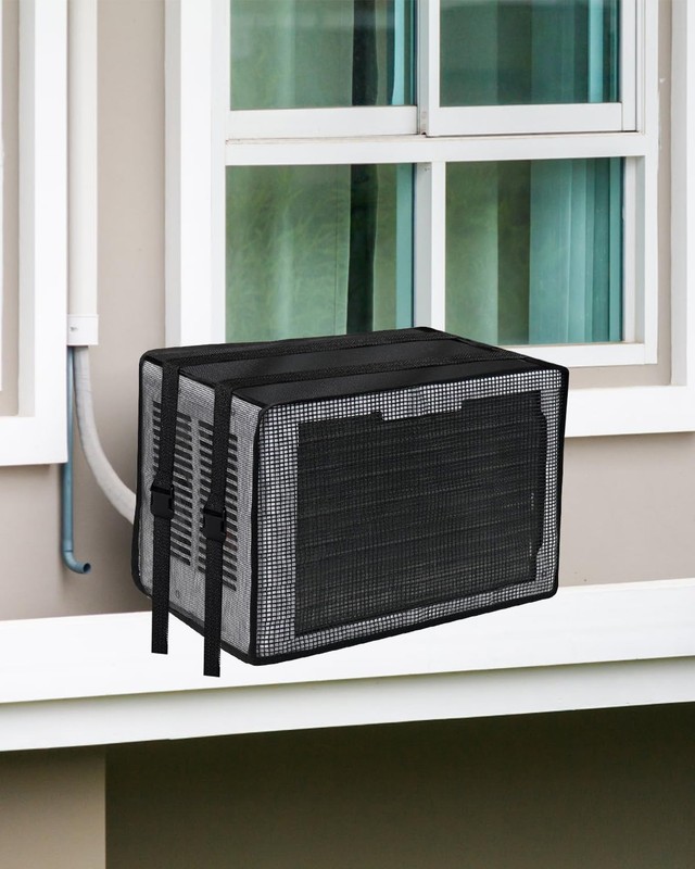 Mesh Window AC Cover, U-Shape Air Conditioner Outdoor 17W x 12D x 13H, black
