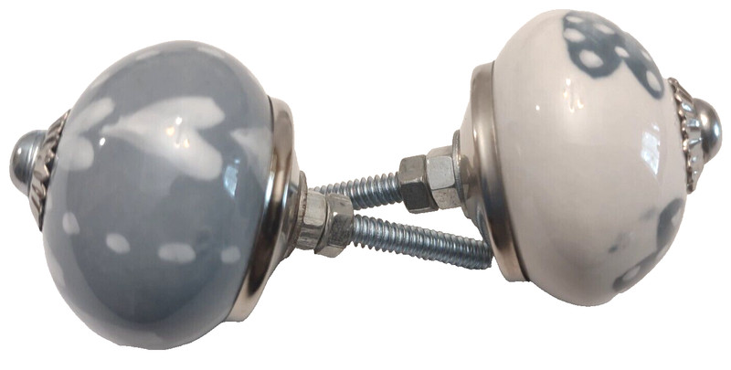 Indian Haat Bazaar Dresser Knobs for Drawers, Grey Ceramic Cabinet Pull 24pcs gallery
