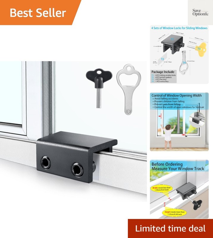 Window Locks,4 Pack Sliding Window Locks with Key for Vertical & Horizontal S…