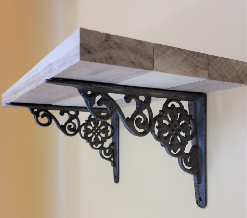 2 Rustic Shelf Brackets Wall Support Brace Angle Bracket Mounting Hardware Prop