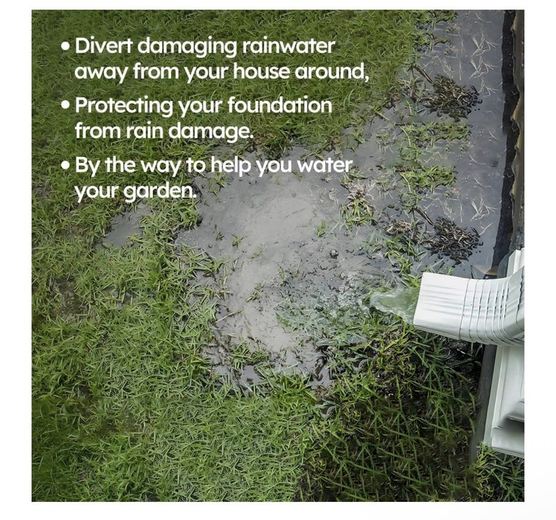 Gutter Downspout Extension Kit Catch Basin 2x8.2ft Flexible Drain Pipes Black gallery