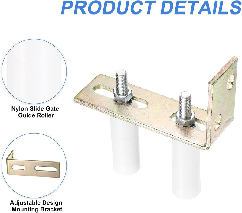 Uxcell 2Set Slide Gate Guide Roller, 3" Nylon Rollers Gate Support Assembly with gallery
