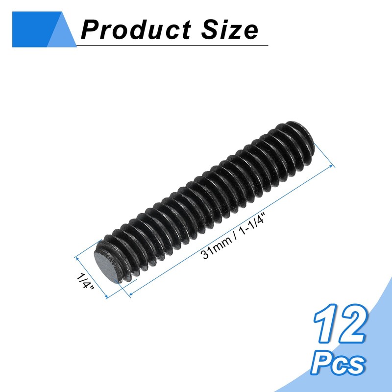 12Pcs Fully All Threaded Rod 1/4" Thread 20 Pitch 1-1/4" l Carbon Steel Screw gallery
