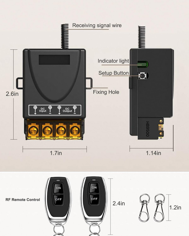 30A 12V Wireless Remote Control Switch Kit Heavy Duty Relay with 2 Remotes 328Ft gallery
