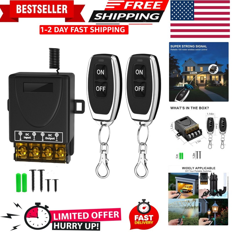 Wireless Remote Control Switch AC 110V/120V/220V/240V 30A Relay RF Remote