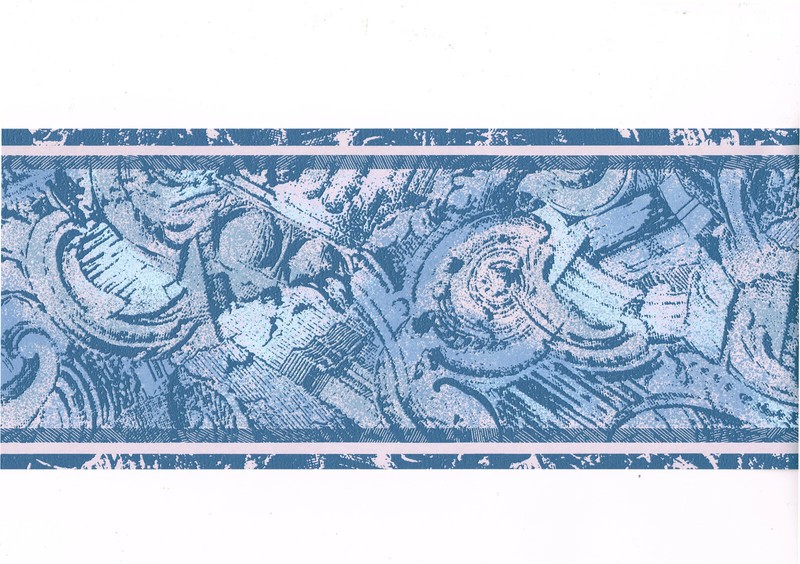 Blue Grey Silver Abstract Modern Paint Brush Strokes Textured Wallpaper Border