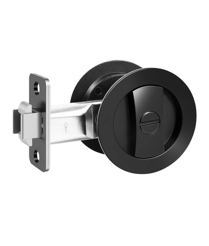 1PC-Embedded Folding Pocket Door Lock with Adjustable Latch for 2-3/8″ Backset