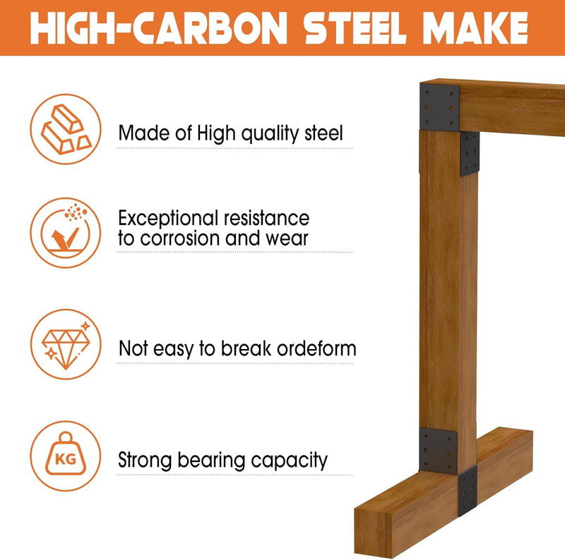 4Pcs Heavy-Duty Post Brackets Kit - 4X4 Wood Deck Mounting, 14-Gauge Steel Base gallery