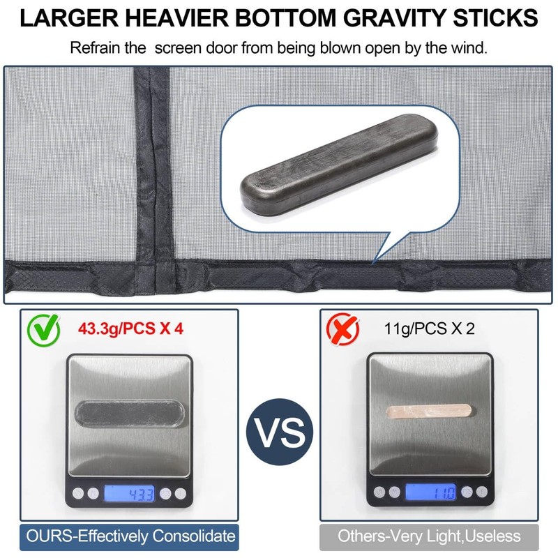 Reversible Left Right Side Opening Wide Magnetic Screen Door for Sliding gallery