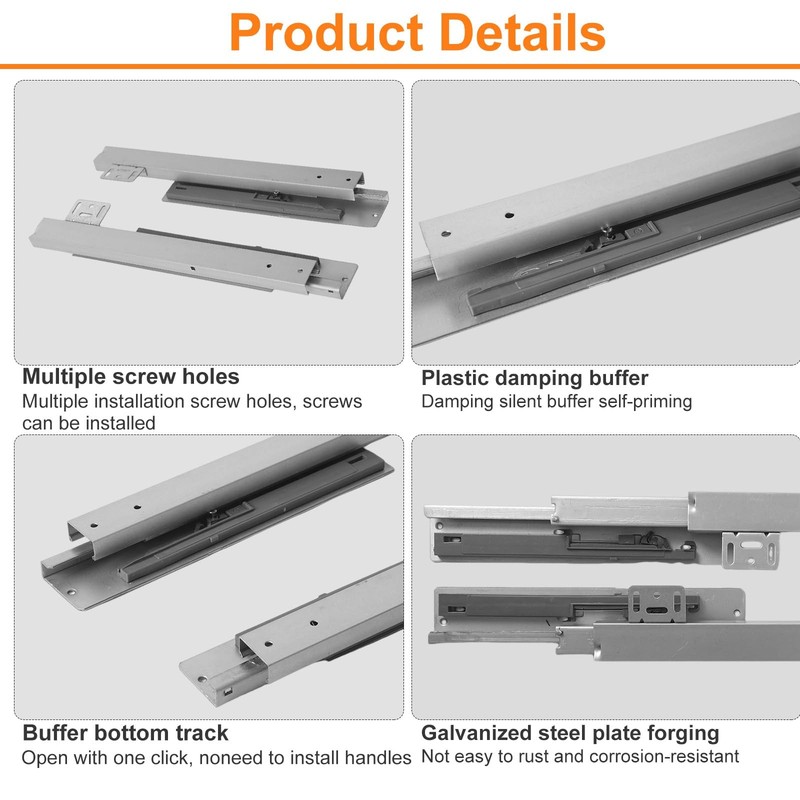 TMGSK Undermount Shelf Drawer Slide Soft Close Bottom Support Under Mount Pul... gallery