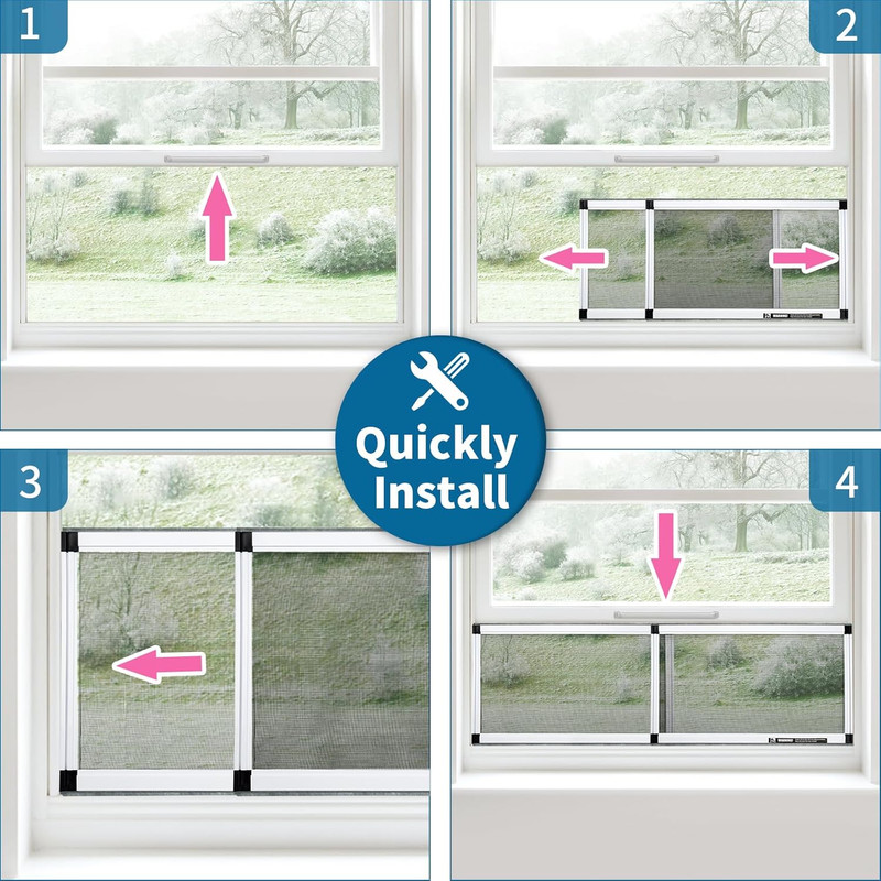 Expandable Window Screen, 2 Pack Adjustable Window Screen (15" H X 21" - 40" W) gallery