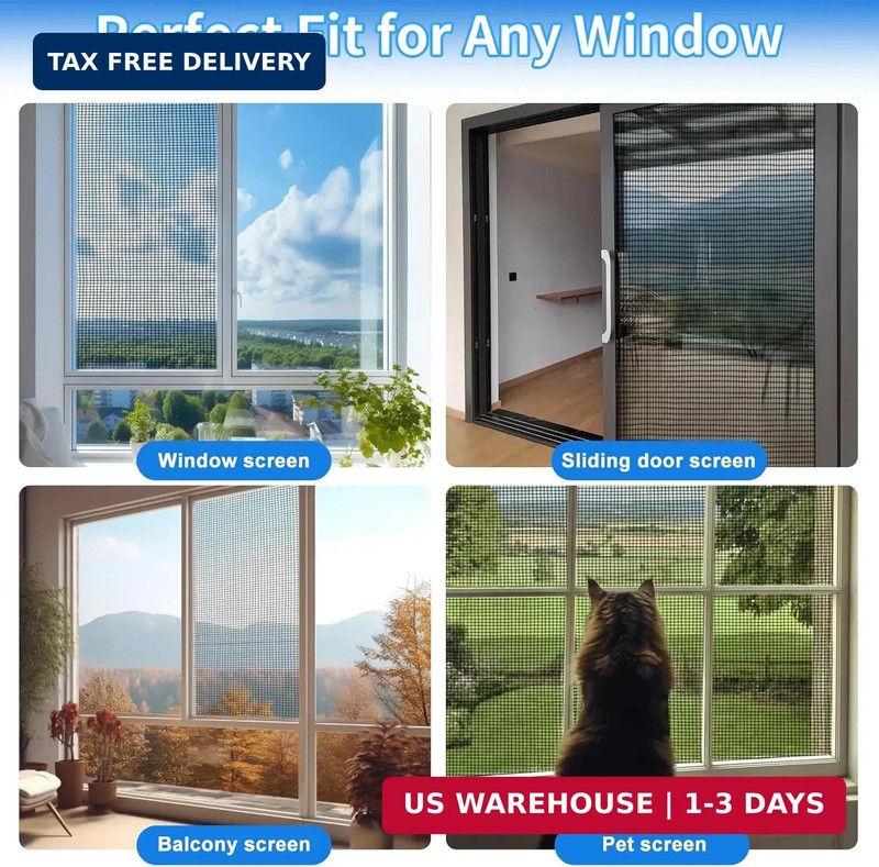 Window Screen Repair Kit 48"x118" - Includes Full Tools Set Replacement Window S gallery