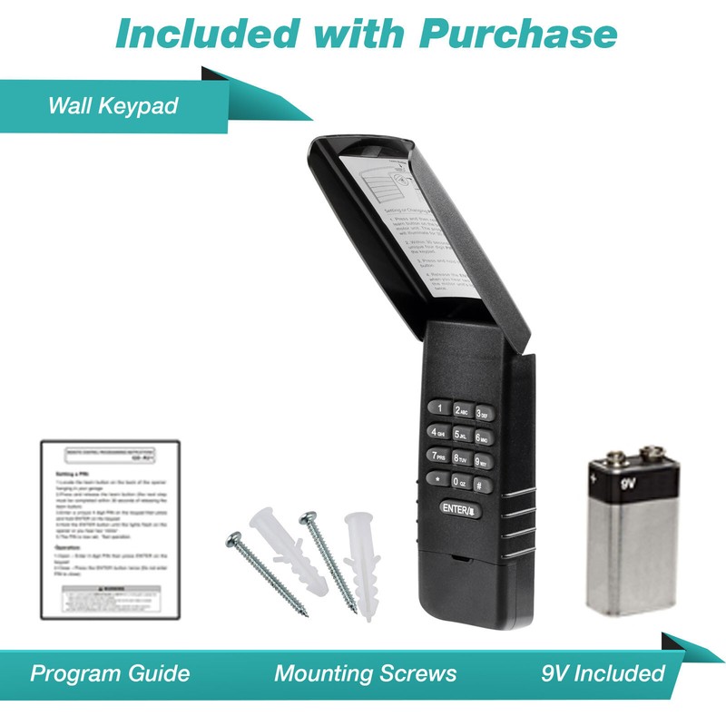 For LiftMaster 877 Wireless Garage Door Keyless Entry Keypad Yellow Learn Black