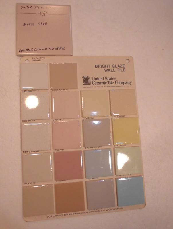 1 pc. Matte Shell: Ceramic Tile by United States Co. light tan +hint of Pink gallery