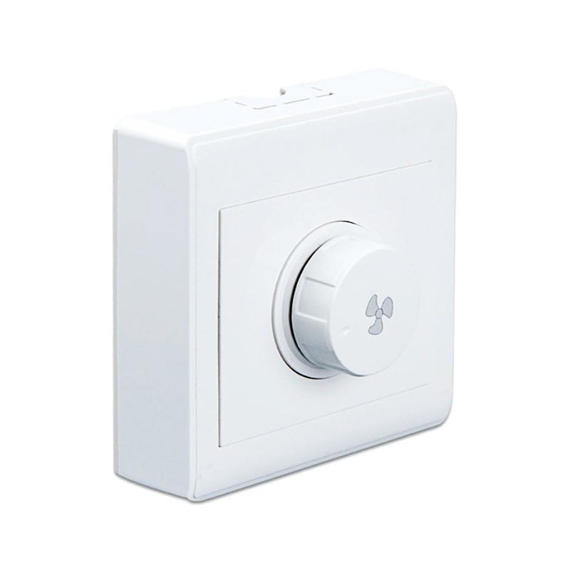 Rotary Stepless Fan Controller 300W 250V 10A 5-Speed 86x86mm White Plastic