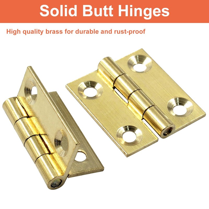 8 Pack Butt Hinge 1 Inch Mini Solid Brass Hinges for Small Cabinet, Folding Craf gallery