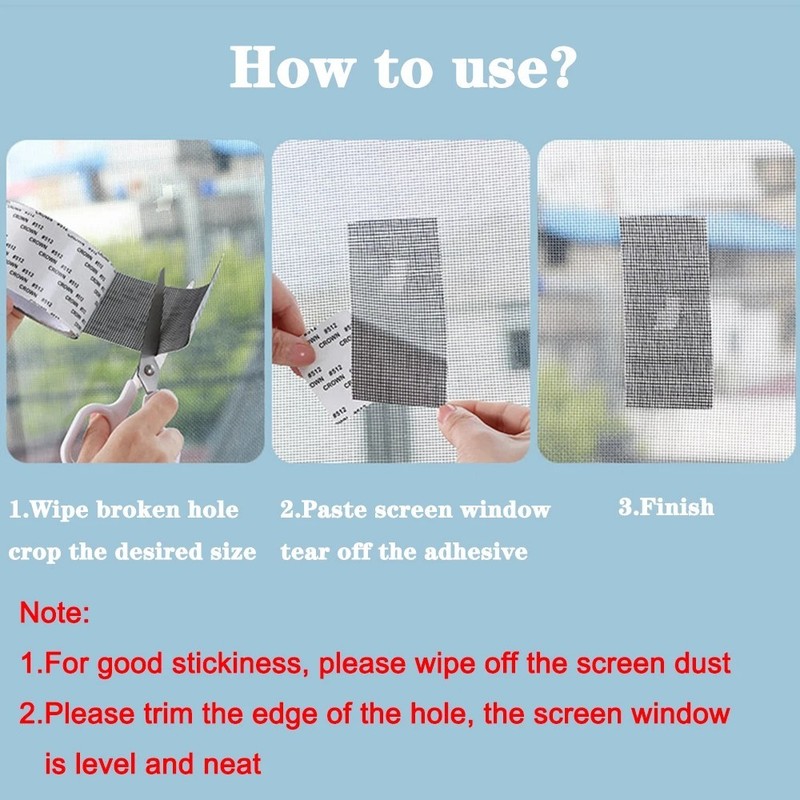 Screen Patch Repair Kit Window Repair Tape Fiberglass Covering Mesh Tool 5*200cm gallery