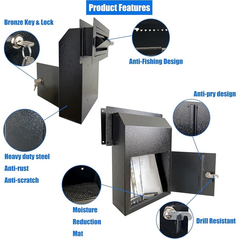 Lockable Door-Mounted Mailbox Steel Drop Box Secure Anti-Theft Storage Documents gallery