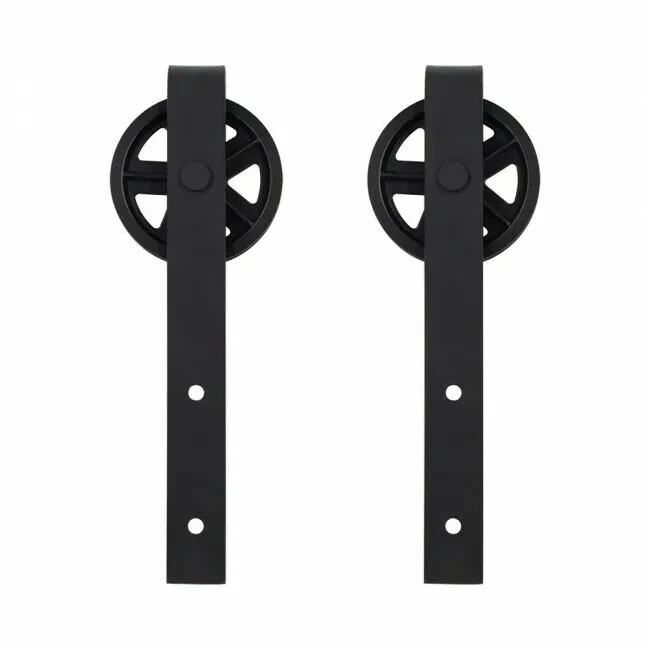 Sliding Wood Barn Door Hardware Roller Set Hardware (Big Black Wheel) gallery