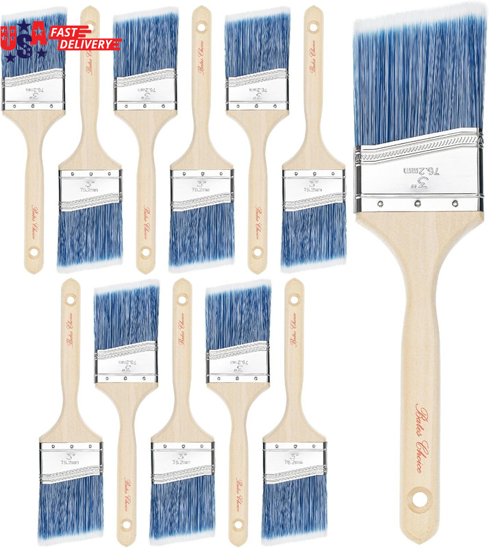 Bates- Paint Brushes, 6 Pack, Treated Wood Handle, Paint Brushes for Walls, Stai
