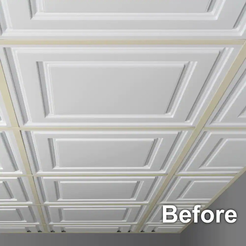 Drop Ceiling Grid Cover Kit Snap On Vinyl Waterproof Washable White 52 Sq Ft gallery