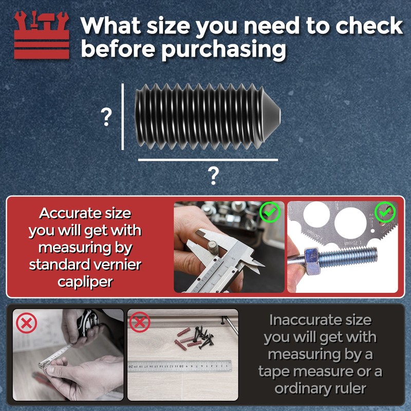 40Pcs Cone Point Socket Set Screws - [M3-0.5x12mm] Carbon Steel, Black gallery