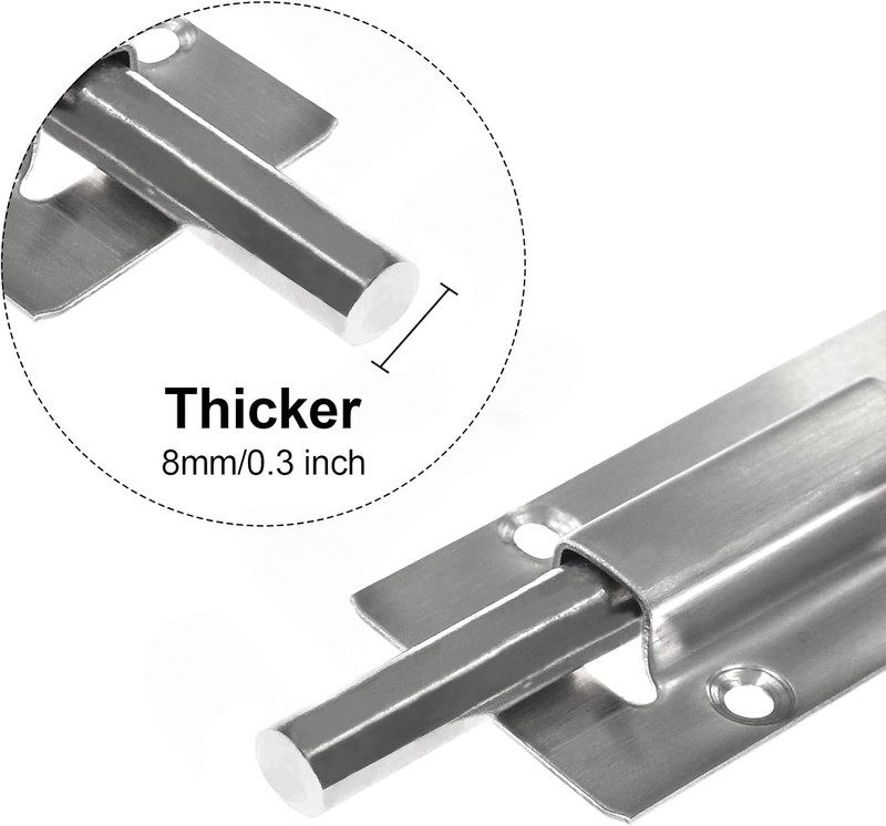 2Pcs Door Security Slide Latch Lock, 4 Inch/100Mm Heavy Duty Solid Thicken Steel gallery