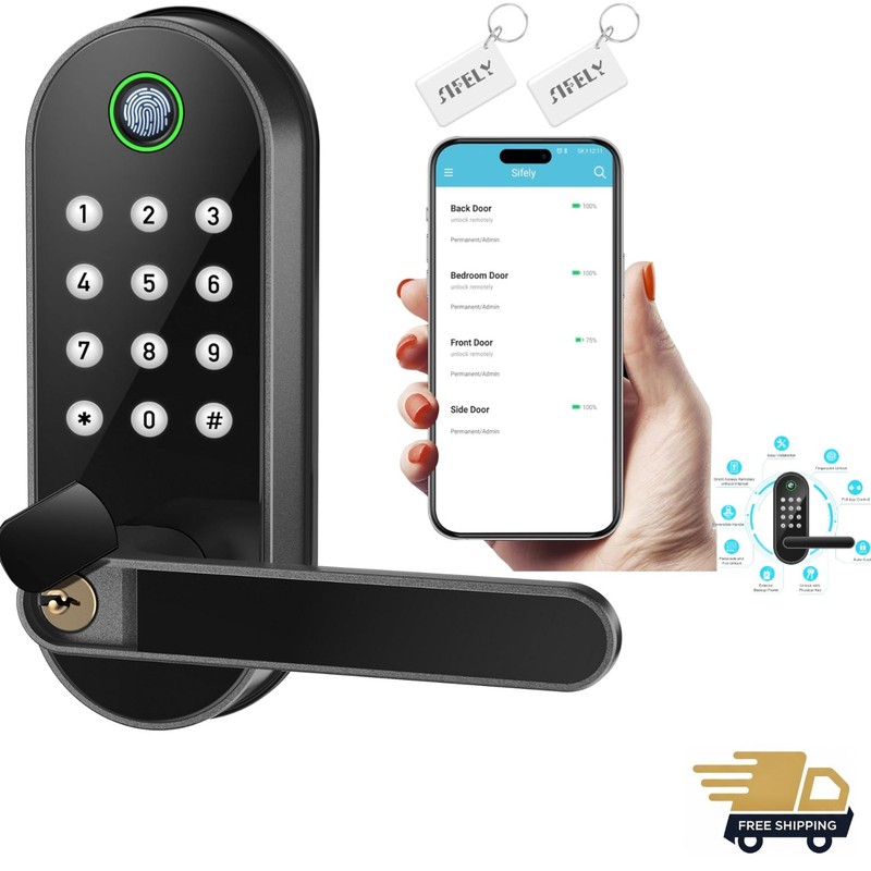 Keyless Entry Fingerprint Door Lock – Bluetooth & App Control for Home Security