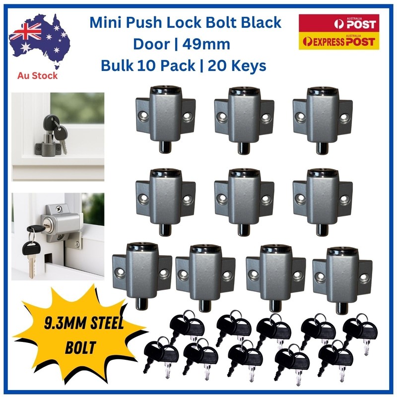 TradeBase Mini Push Lock Window | Door |Silver Grey | Bulk 10 Pack