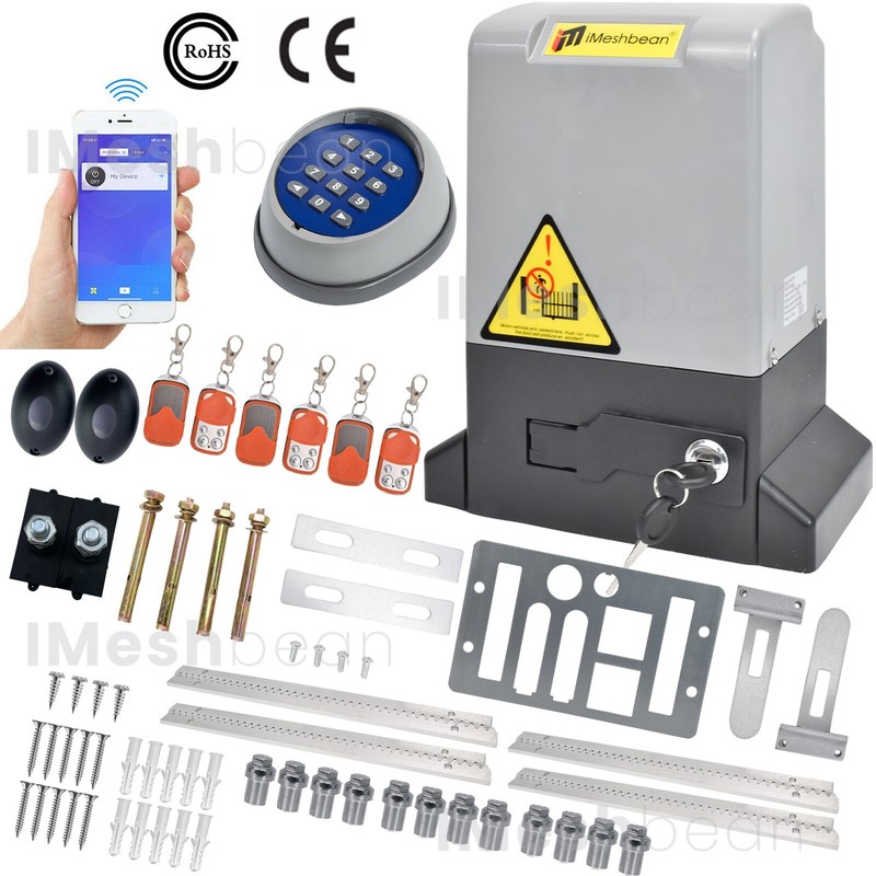 1200W 5000LB Automatic Sliding Gate Opener Rack Driven APP+Keypad+6 Remote Contr