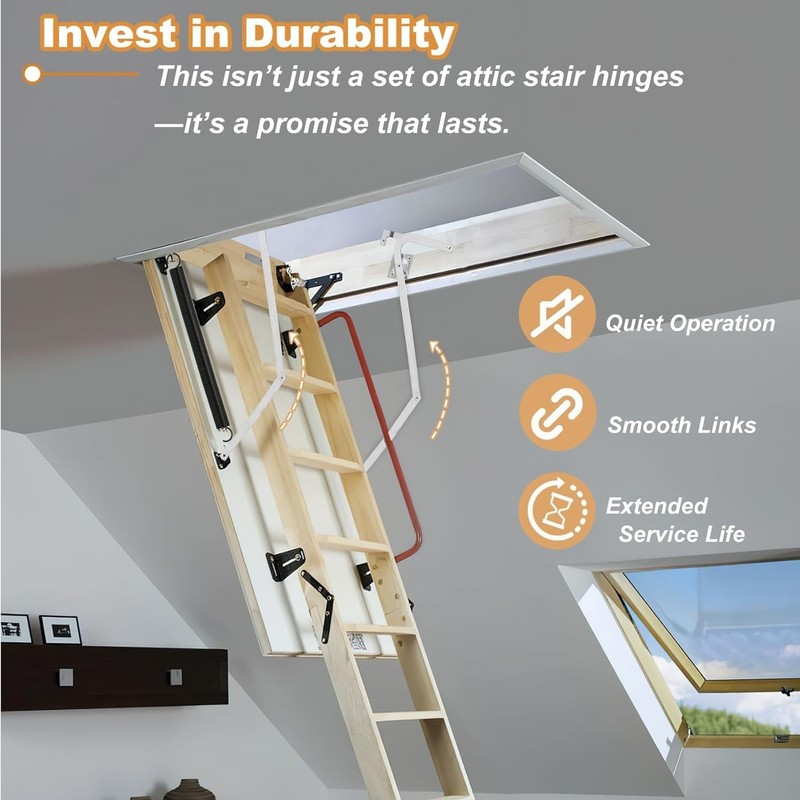 Attic Ladder Hinge Arms Steel Spring Compatible with Werner Mk1-Mk3 W2508 gallery