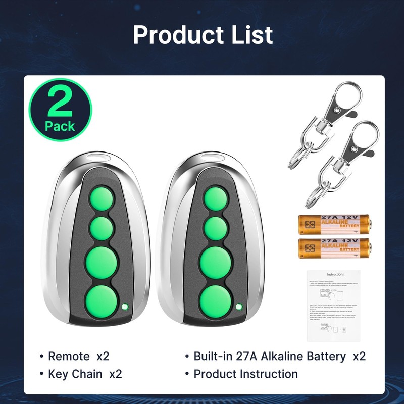 4-Button Remote Control Transmitter for Swing/Sliding Gate Opener - 2-Pack, Wire gallery