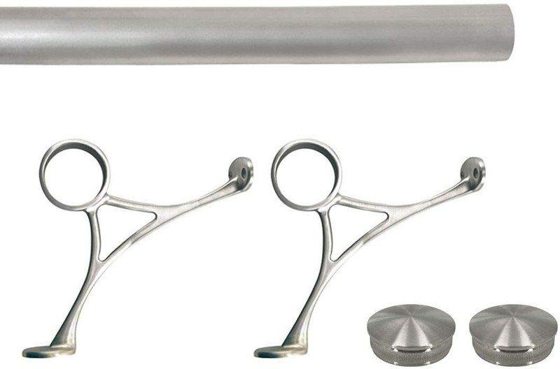 Combination Bar Foot Rail Brackets Kit – 2″ OD Brushed Stainless Steel Tubing