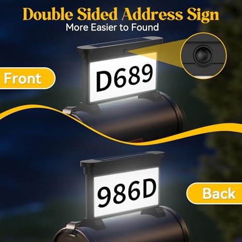 Solar Address Sign,Double-Sided 3-Color Black-Without stakes Black(3 mode) gallery