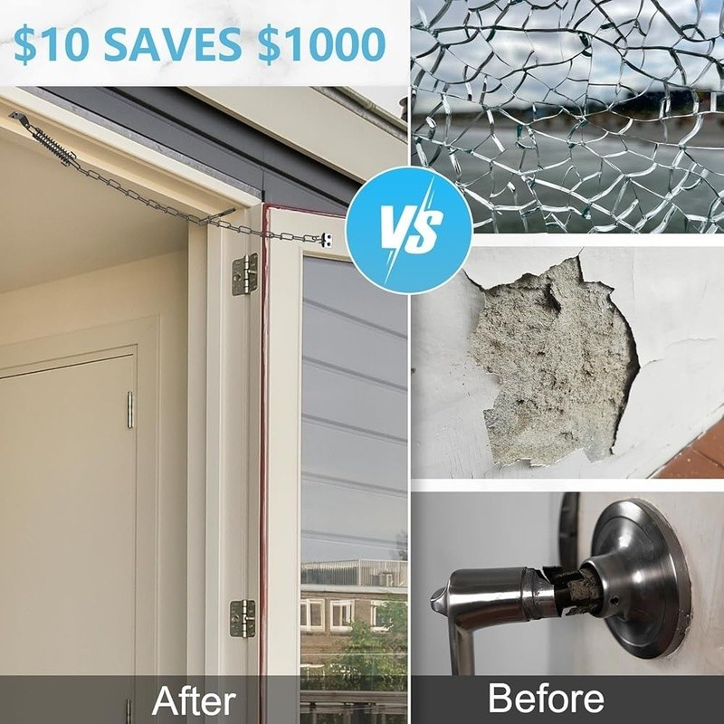 Storm Door Safety Chain Spring Kit Heavy Duty Wind Protection Easy Installation gallery