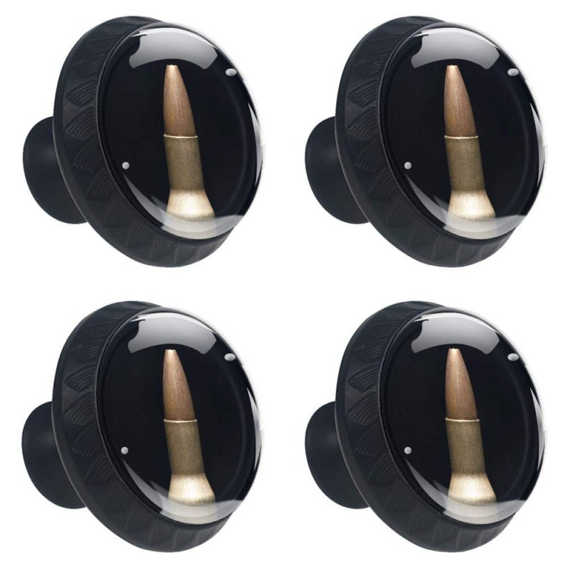 4 Pieces Set Cabinets Hardware Round Furniture Knobs Metal Bullet Print,Drawe…