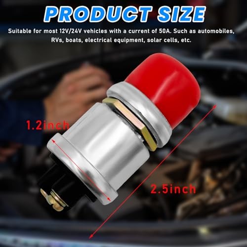 2 PCS Push Button Momentary Ignition Switch, 12/24V Start Switch, 50A Red gallery