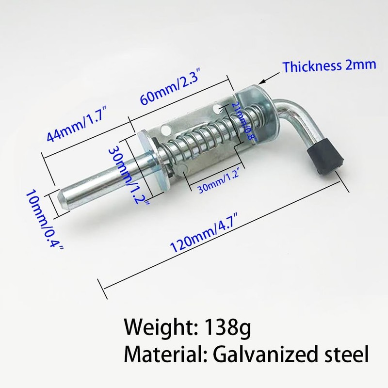 Spring Loaded Latch Bolt Gate Pin Car Side Lock Suitable For Doors 1 PCS gallery