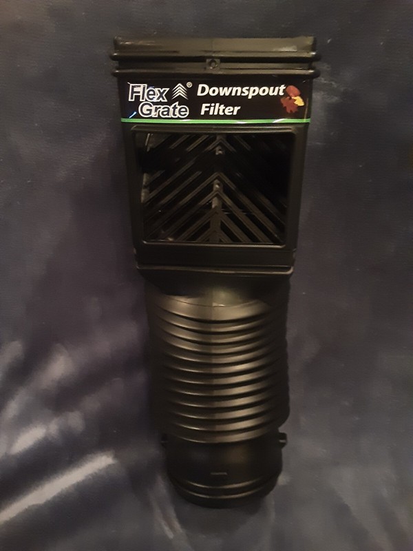 FlexGrate 2”x2”, 2”x3”, 3”x4” In-One Black Plastic Downspout Filter Housing