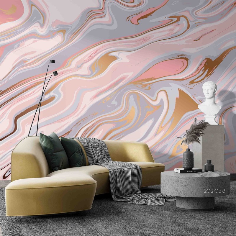 3D Pink Gray Texture Abstract Marble Wallpaper Wall Murals Removable Wallpaper 2