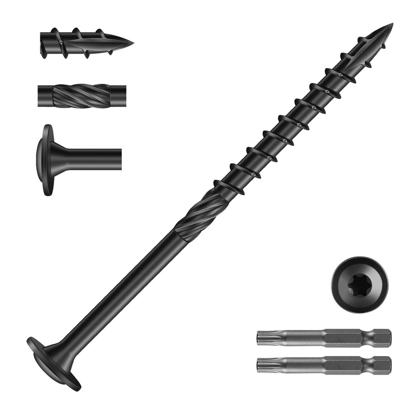 #14 x 4 Inch Lag Screws (70Pcs) 2lb. Structural Wood Screw, Black, Carbon #296