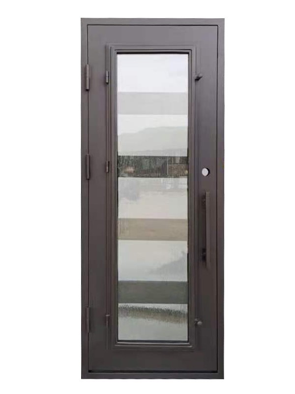 Reno Model Single Front Entry Wrought Iron Door Rain Glass gallery