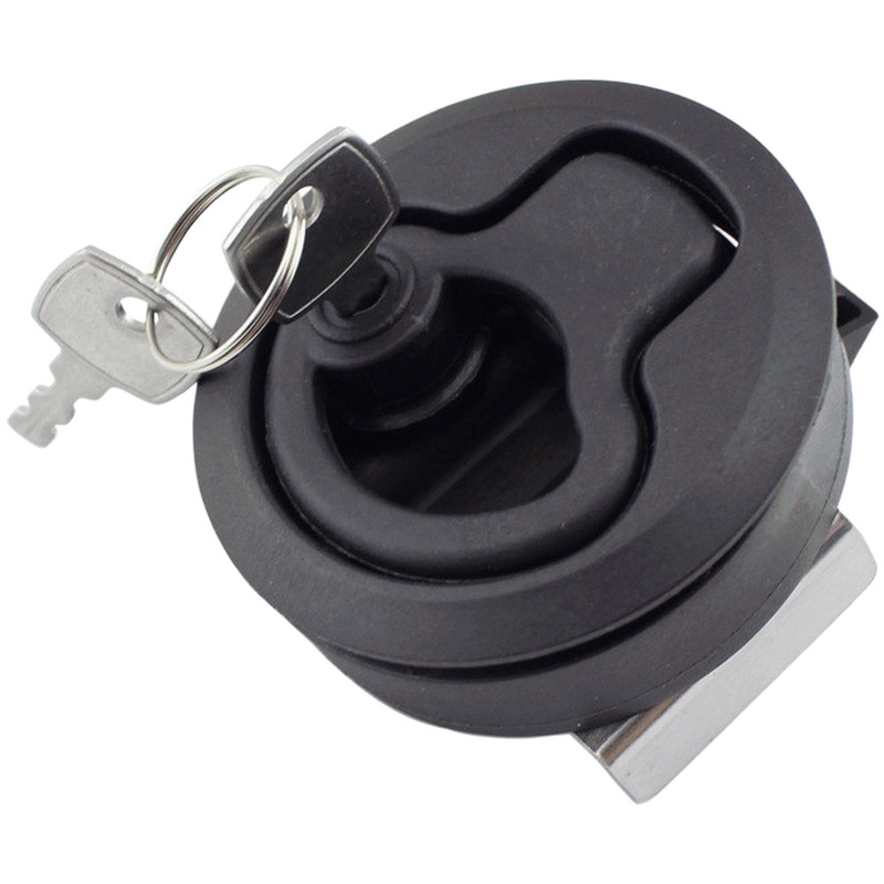 Black Plastic Flat Lock Push Pull Mechanism 61.5mm Recessed Cabinet Latch
