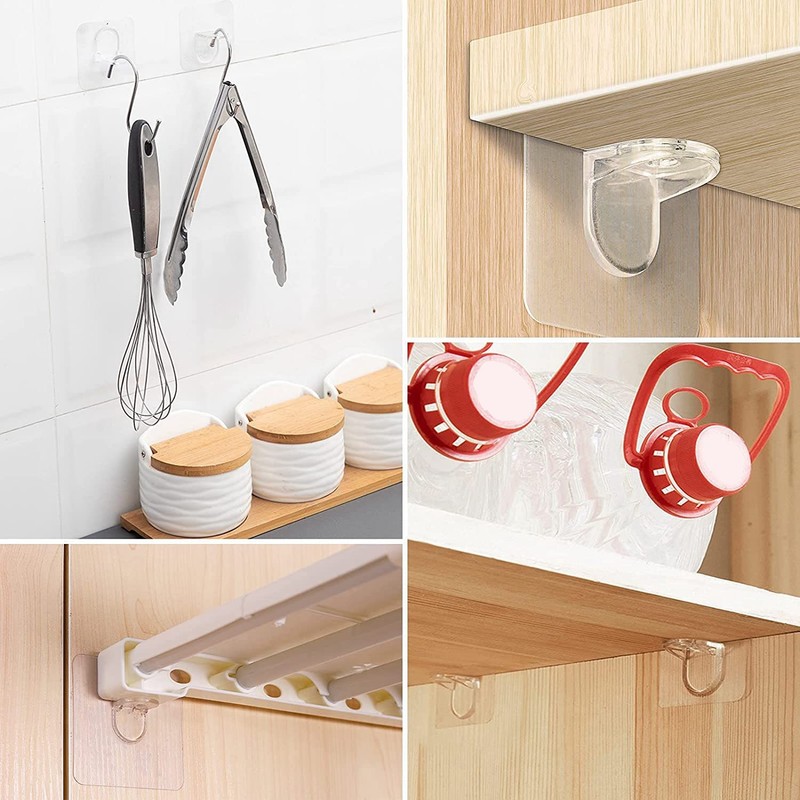 24PCS Punch Shelf Support Peg-Self Adhesive Shelves Clips for Kitchen4289 gallery