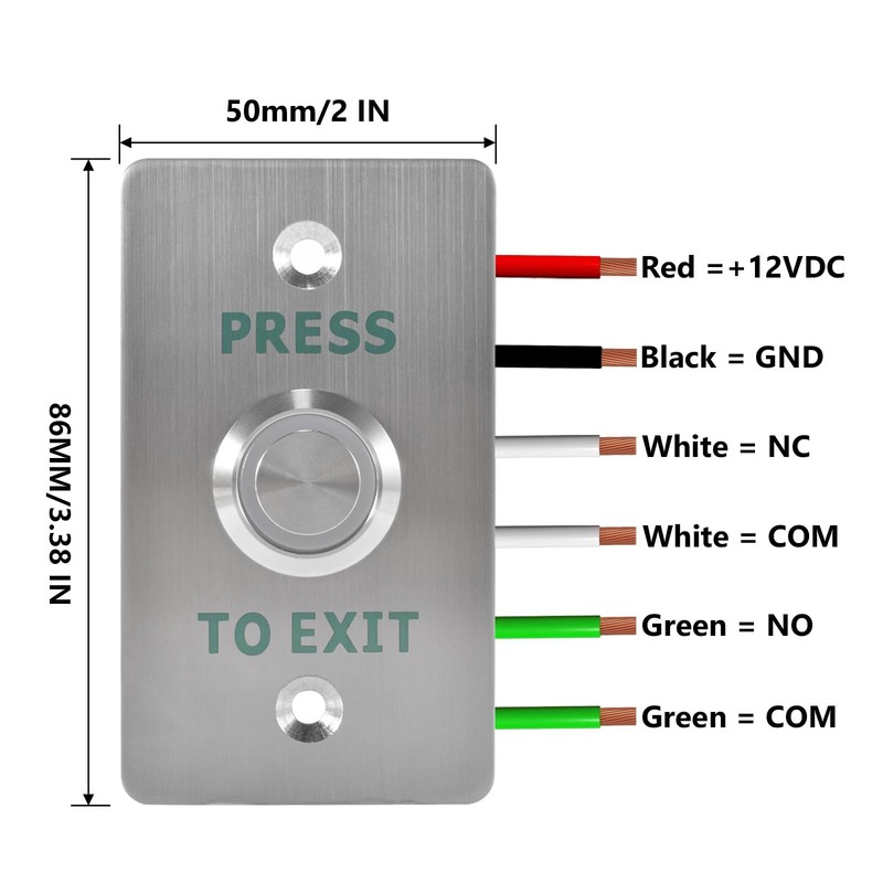Waterproof Exit Button LED NO/NC 86*50mm IP67 Push Switch for Door Control gallery