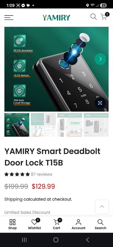 Yamiry Smart Lock Keyless Entry, Digital, Front Door Deadbolt gallery