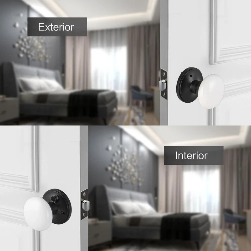 NCL White Door Knobs, Keyless Door Handles, Porcelain Door Levers, Interior B... gallery