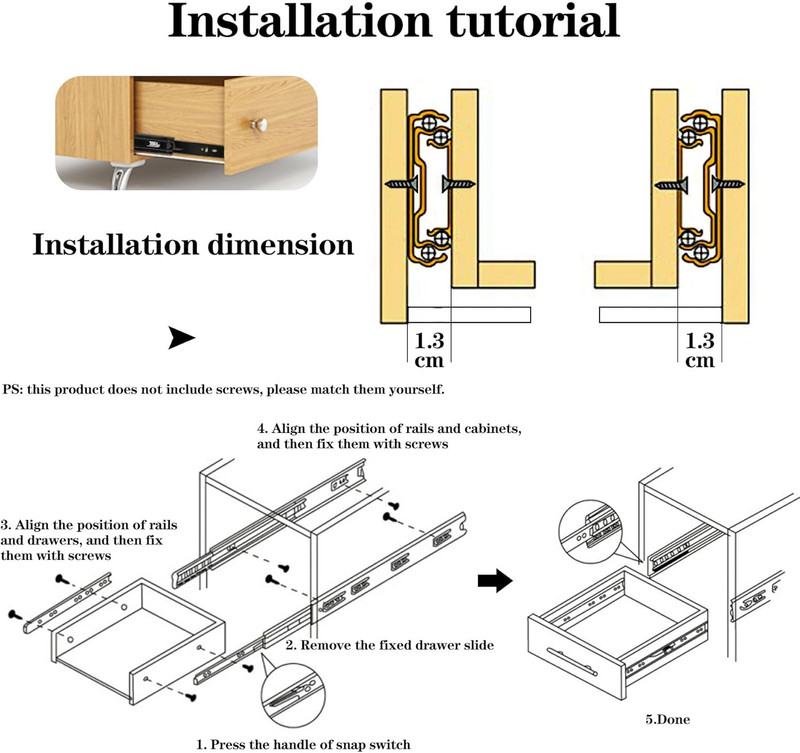 Drawer Slides 2Pcs 8 Inch, Undermount Heavy Duty Drawer Slides for Cabinets, Dre gallery
