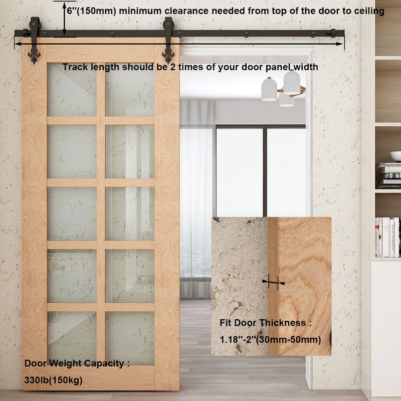 5FT-20FT Sliding Barn Door Hardware Kit Carbon Steel Track Kit for Wood1/2 Door gallery