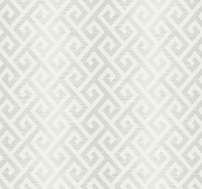 Geometric tannish grayish off white distressed greek key pattern wallpaper rolls